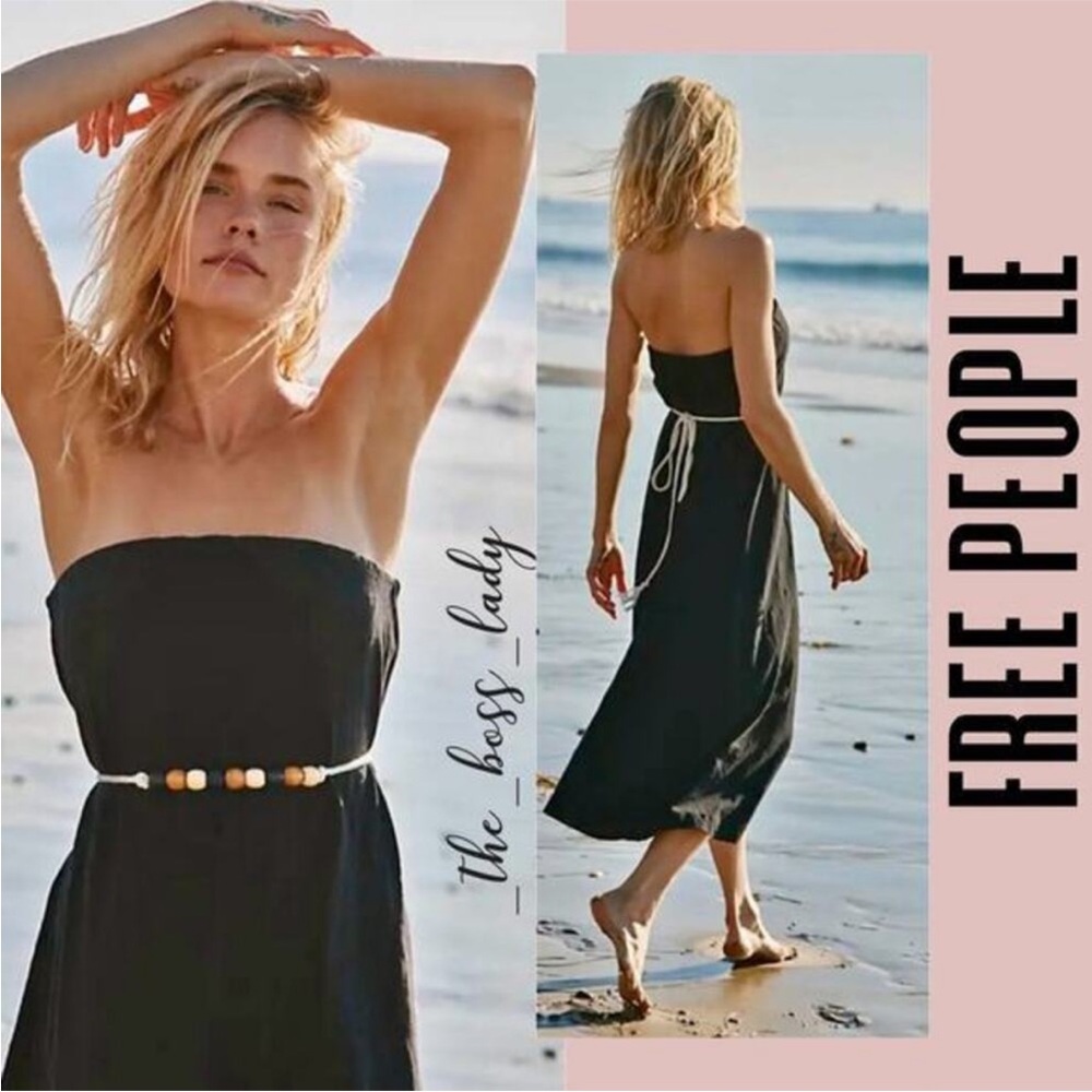 Free People Black Strapless Sundress Casual Resort Wear